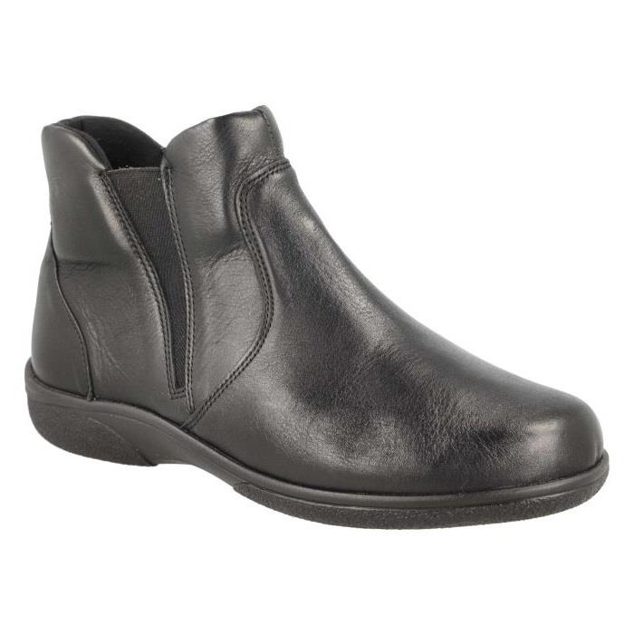 Women's Wide Fit DB Daylily Boots in Black Leather - Image 1