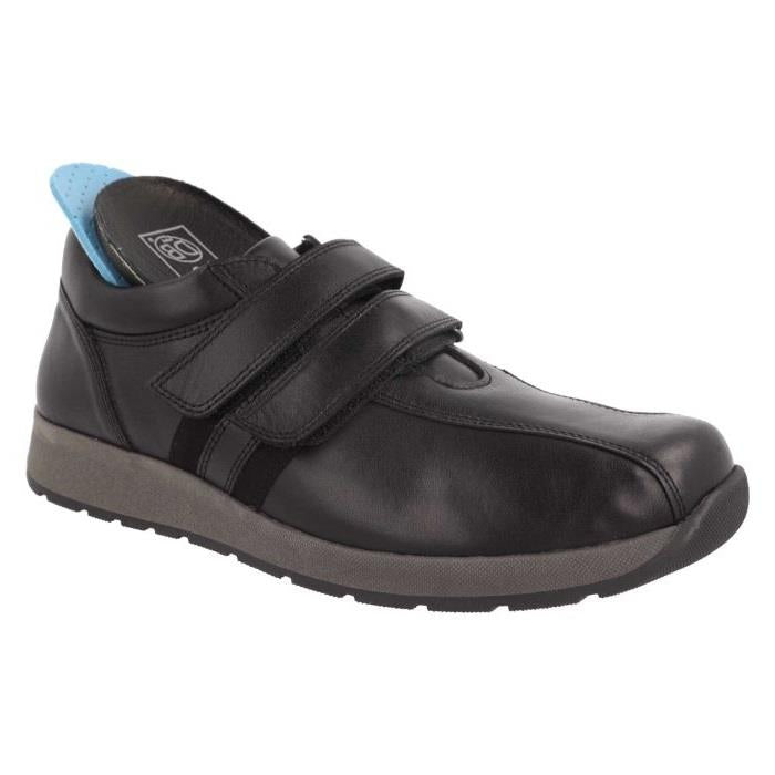 Men's Wide Fit DB Wayne Trainers in Black Leather - Image 1