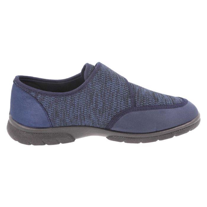 Men's Wide Fit DB Gavin Velcro Slippers in Navy Stretch / Navy Suedette - Image 1