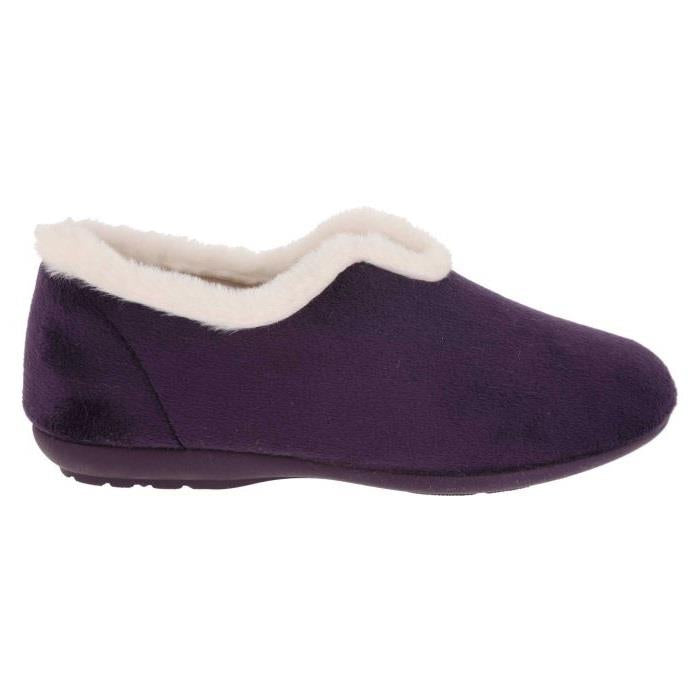 Women's Wide Fit DB Faye Slip on Slippers in Navy Velour - Image 1