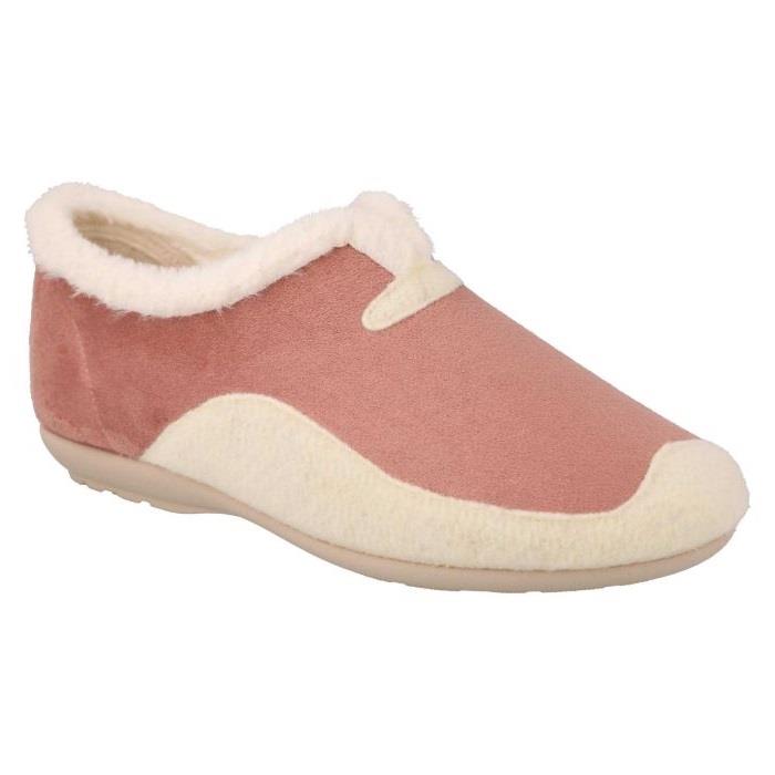 Women's Wide Fit DB Jodie Slip on Slippers in Pink Suedette / Grey Felt - Image 5
