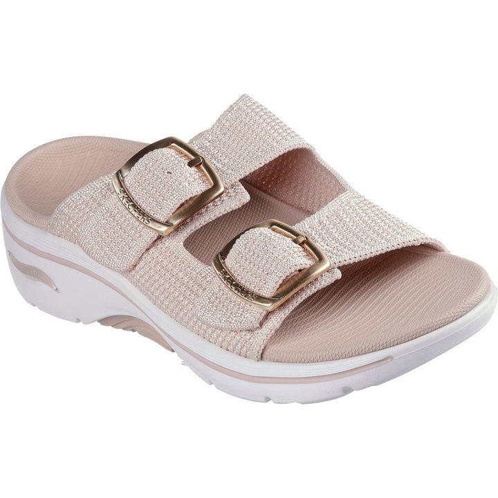 Women's Wide Fit Skechers Go Walk Arch Fit 2.0 Destined Sandals in Black - Image 1