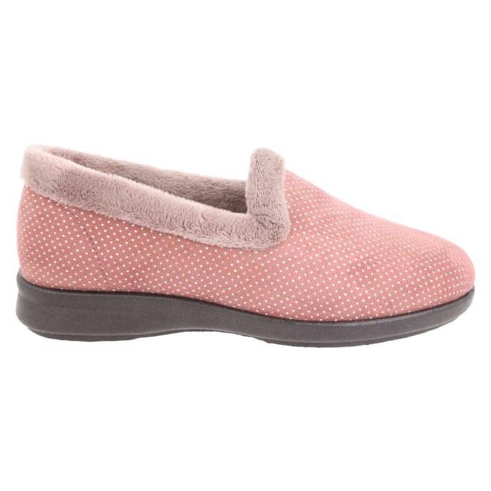 Women's Wide Fit DB Betony Slippers in Rose Velour / Shiny Dot - Image 1