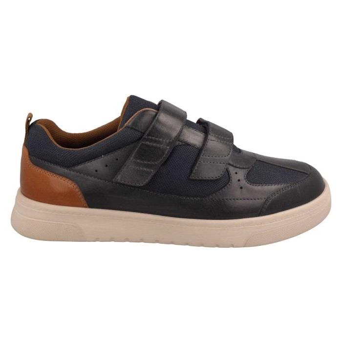 Men's Wide Fit DB Jude Shoes in Navy Leather / Navy Mesh - Image 2