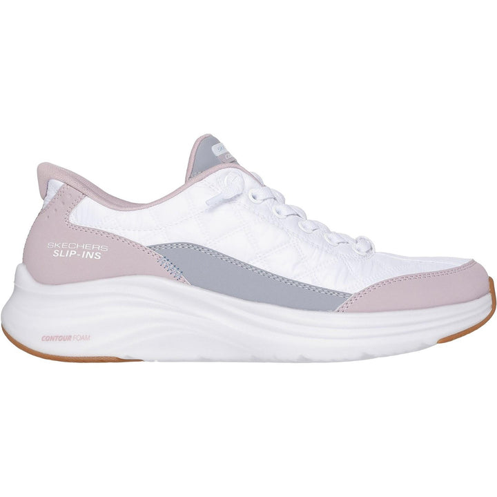 Women's Wide Fit Skechers 150404 Slip-ins Contour Foam Cozy Fit Trainers in White/Lavender - Image 2