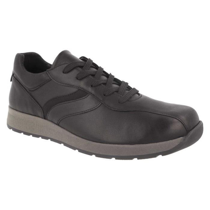 Men's Wide Fit DB Maurice Trainers in Black Leather - Image 4