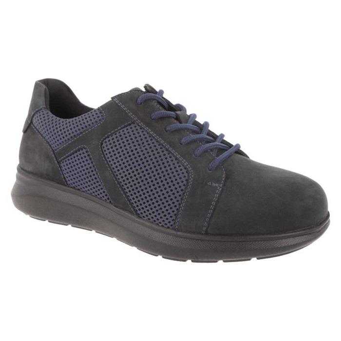 Men's Wide Fit DB Samuel Zip/Lace Up Trainers in Black Leather / Black Mesh - Image 1