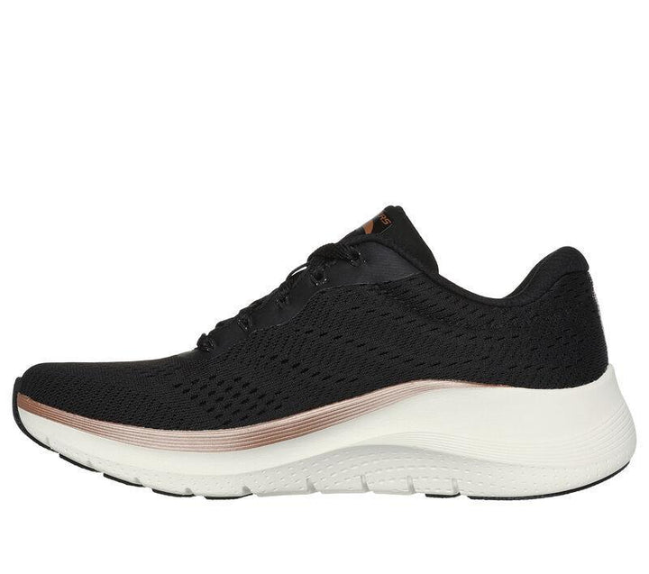 Women's Wide Fit Skechers Arch Fit 150067 2.0 Glow The Distance Trainers in Black/Rose Gold - Image 1