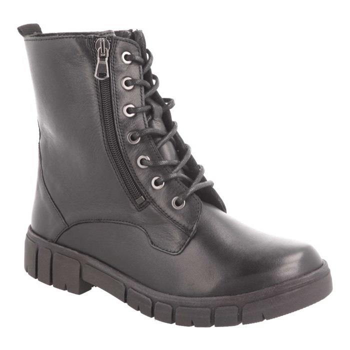 Women's Wide Fit DB Cirrus Lace Up Boots in Black Leather - Image 1