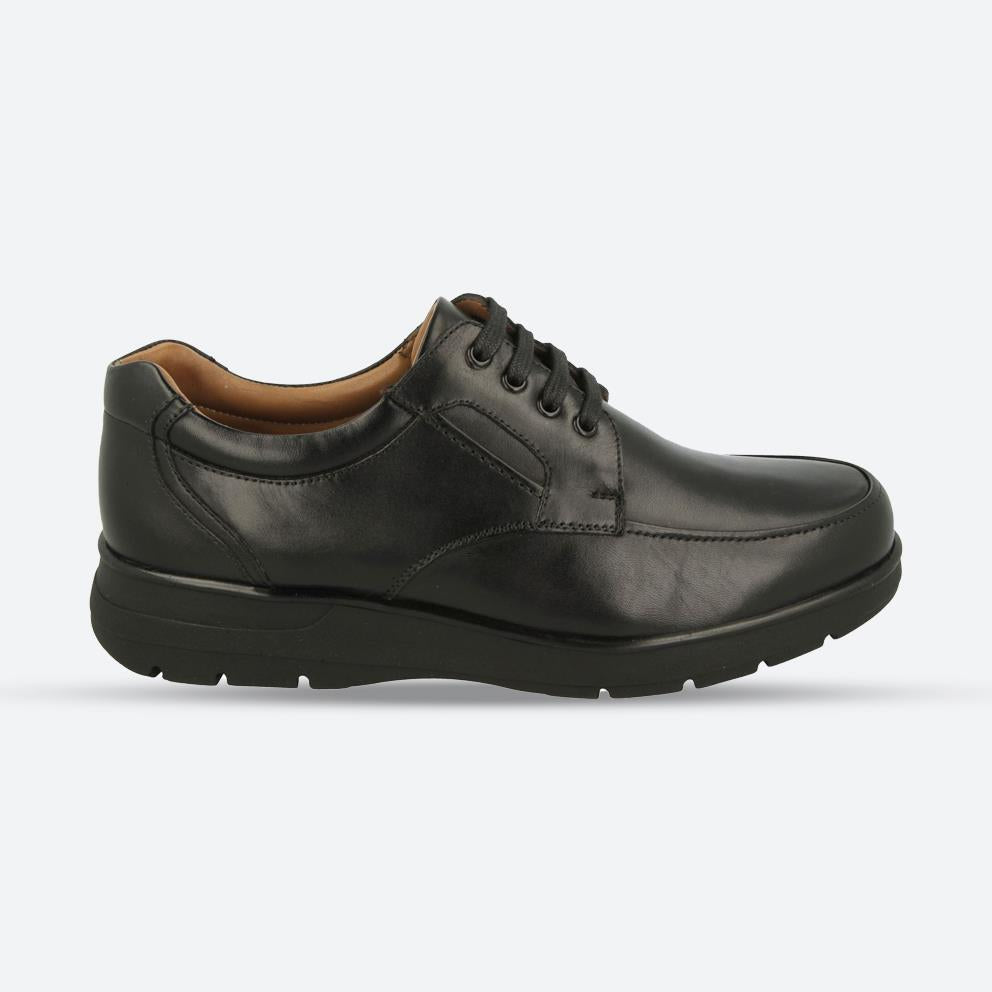 Mens Wide Fit DB Congo Shoes in Black Smooth Leather - Image 1