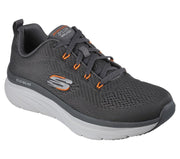 Men's Wide Fit Skechers 232364 Relaxed Fit Meerno D'lux Walker Trainers - Charcoal/Orange