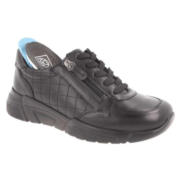 Women's Wide Fit DB Harebell Zip/Lace Shoes in Black Leather - Image 5