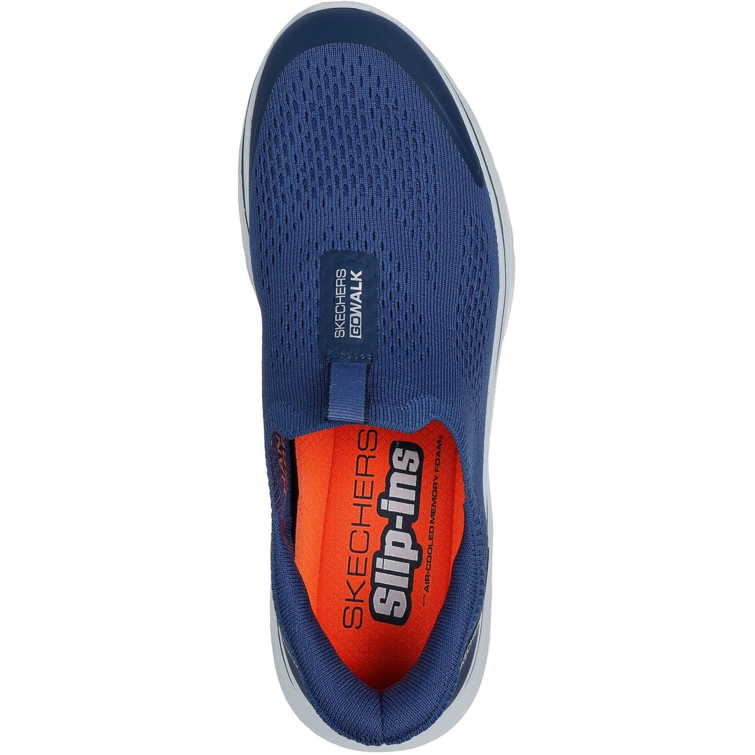 Men's Wide Fit Skechers 216553 Slip-ins Go Walk 7 Easy On Evolution Trainers in Black/Charcoal - Image 10