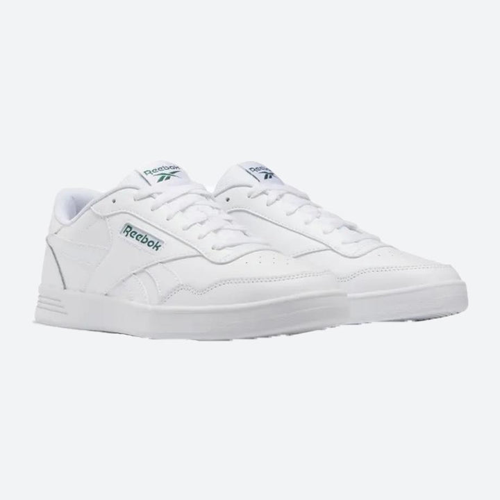 Mens Wide Fit Reebok Court Advance Trainers in White/White/Clogrn - Image 1