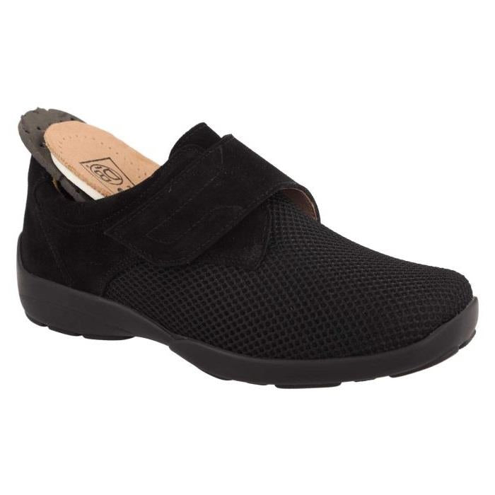 Women's Wide Fit DB Solitaire Trainers in Black Stretch / Black Suede - Image 5