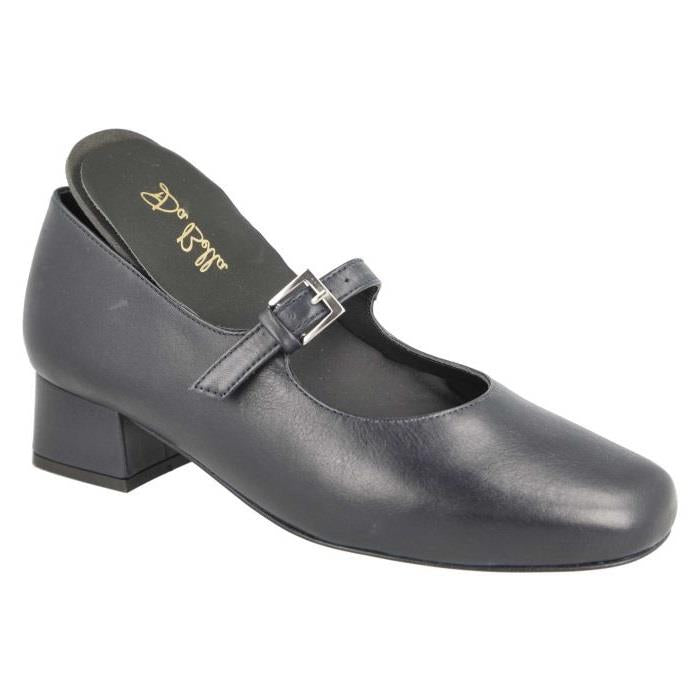 Women's Wide Fit DB Sirius Court Shoes in Black Leather - Image 1