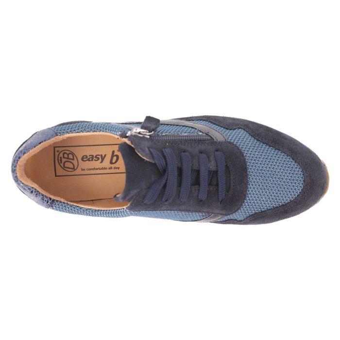 Women's Wide Fit DB Ava Lace Up Trainers in Black Leather / Gold Mesh - Image 1
