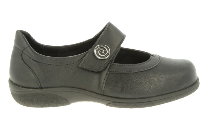 Womens Wide Fit DB Patience Shoes in Black Stretch - Image 1