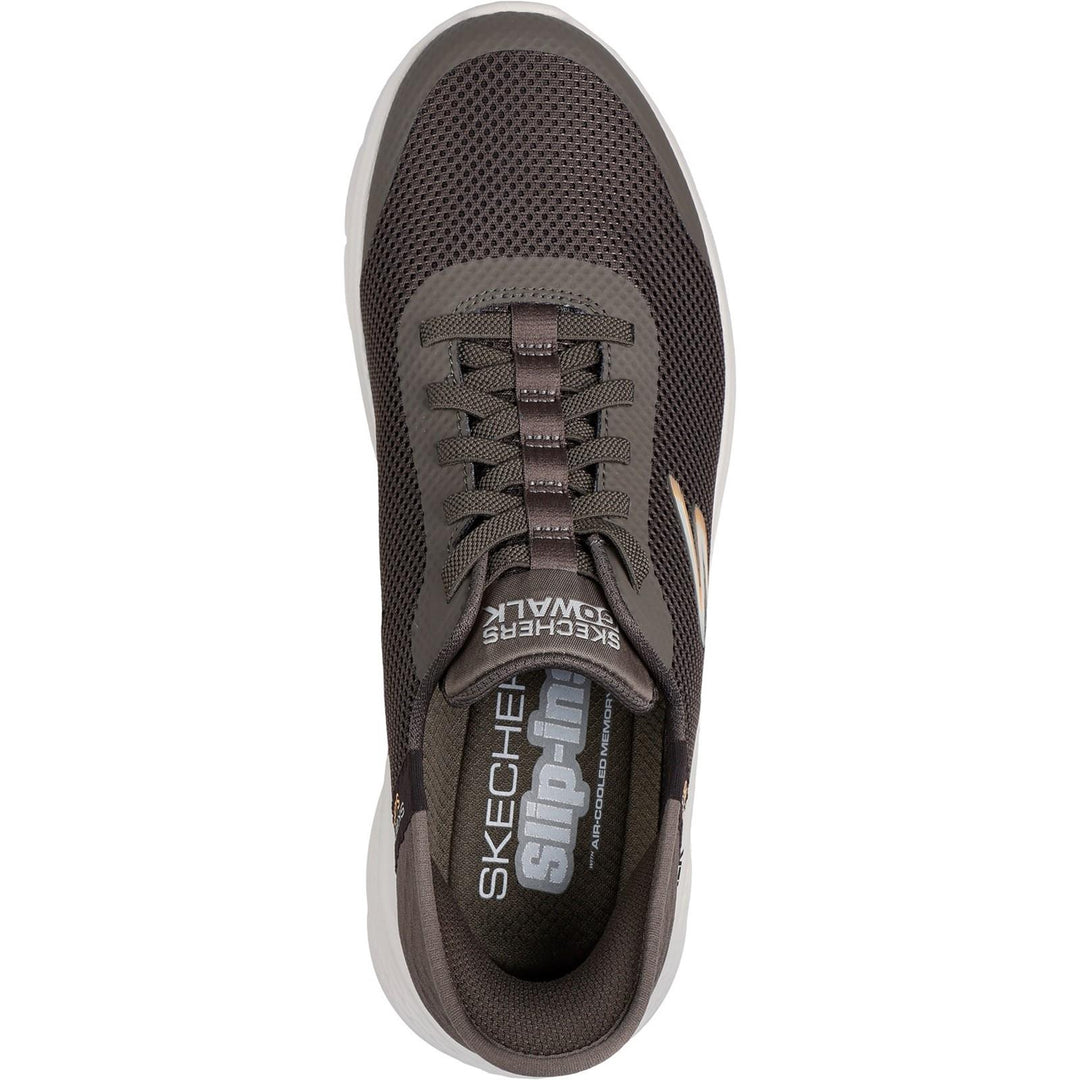 Men's Wide Fit Skechers 216324 Slip-ins Go Walk Flex Hands Up Trainers in Brown - Image 8
