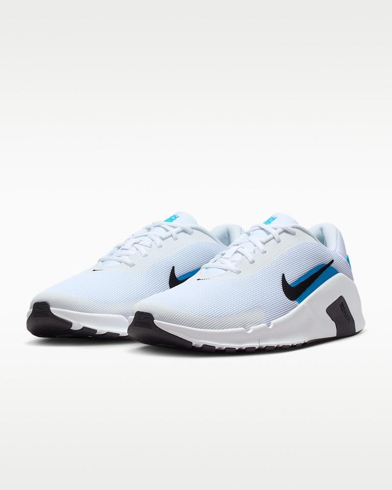 Men's Wide Fit Nike Flex HV9977-101 Running Trainers in White/Black Blue - Image 4