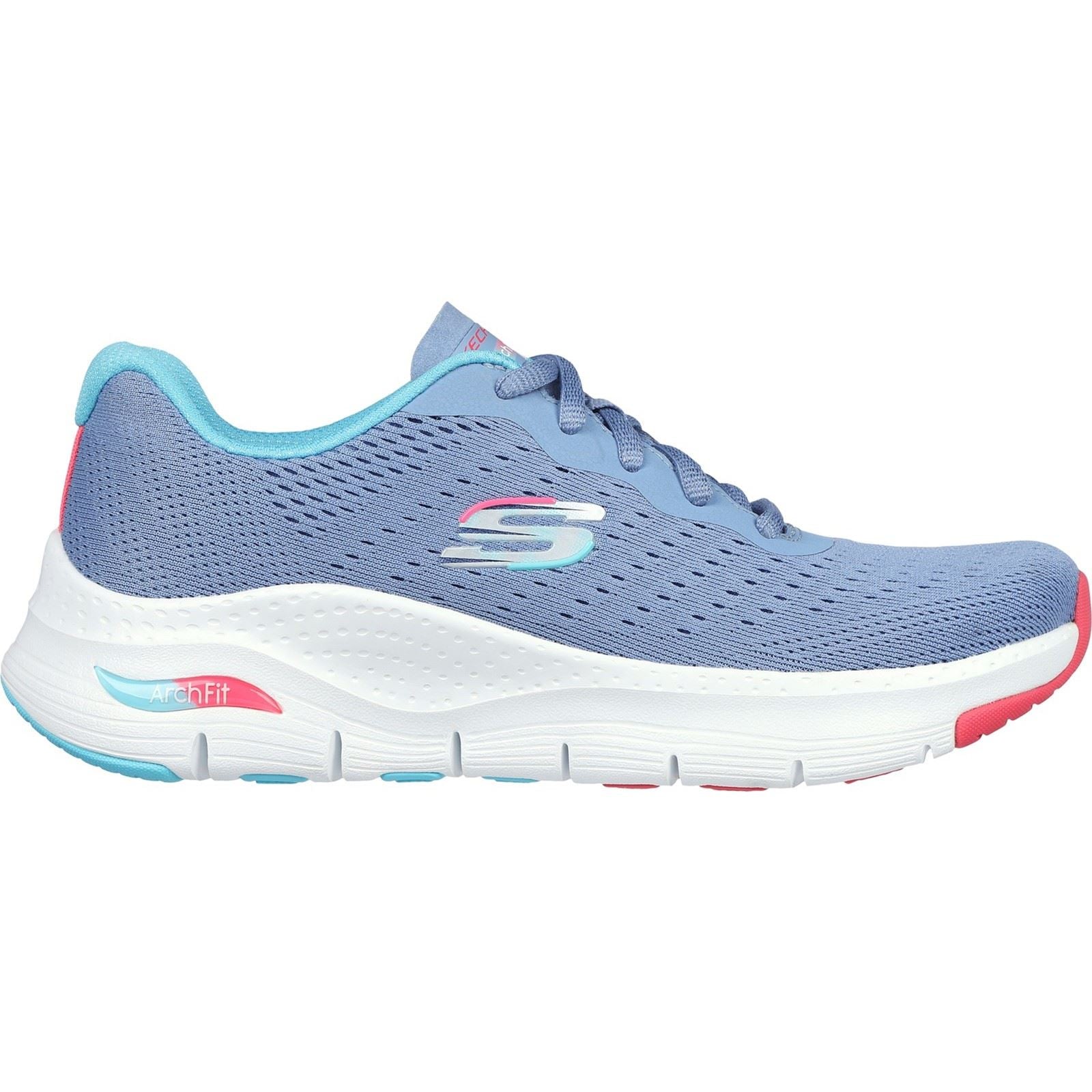 Women s Wide Fit Skechers 149722 Arch Fit Infinity Cool Trainers Blue Multi