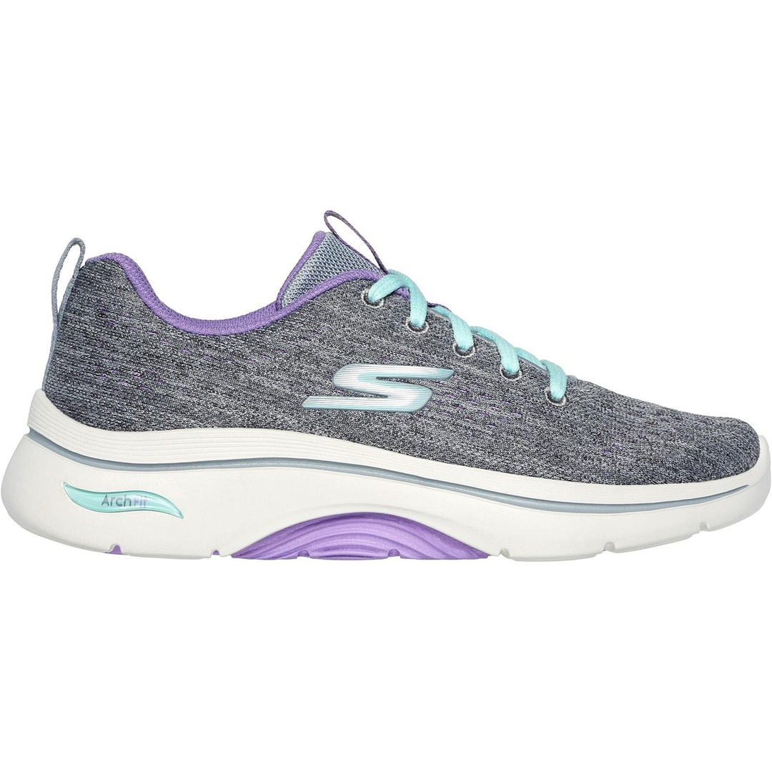 Women's Wide Fit Skechers 125311 Go Walk Arch Fit 2.0 Vivid Trainers in Grey/Lavender - Image 2
