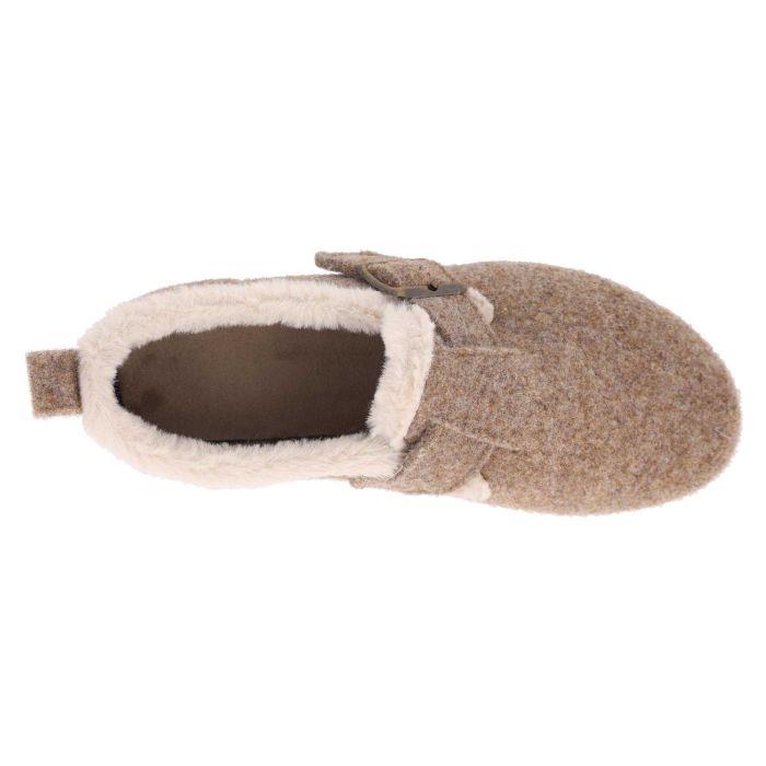Women's Wide Fit DB Gracie Buckle Slippers in Navy Felt - Image 1