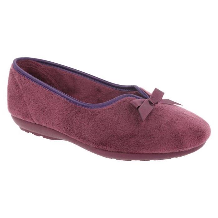 Women's Wide Fit DB Kayleigh Slippers in Mauve Velour - Image 1