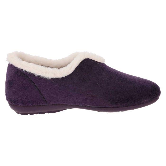 Women's Wide Fit DB Faye Slip on Slippers in Navy Velour - Image 1