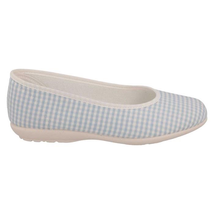 Women's Wide Fit DB Anenome Canvas Pumps in Blue Gingham Canvas - Image 2