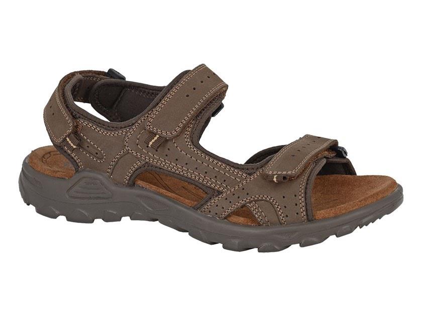 Mens Wide Fit Roamers M 422B Sandals in Brown Leather - Image 2