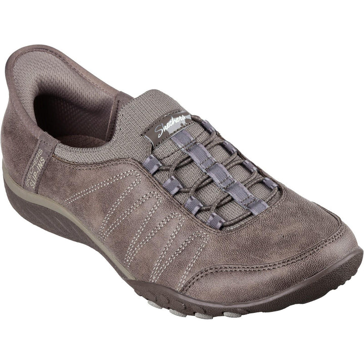 Women's Relaxed Fit Skechers 100615 Slip-ins Breathe Easy Home Body Shoes in Dark Taupe - Image 1
