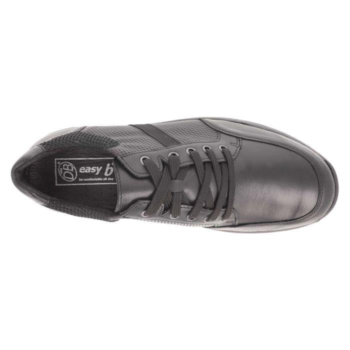 Men's Wide Fit DB Jerome Trainers in Black Leather - Image 5