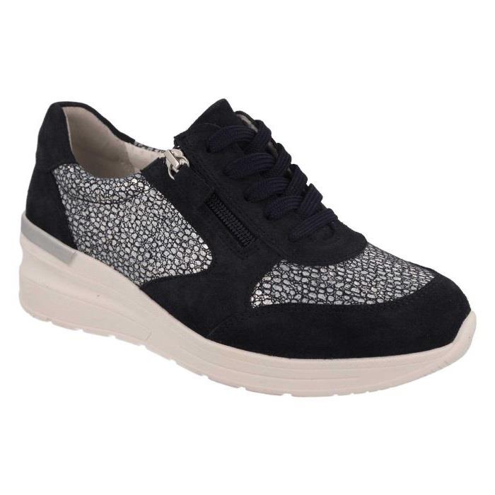 Women's Wide Fit DB Bilberry Trainers in Navy Suede - Image 3
