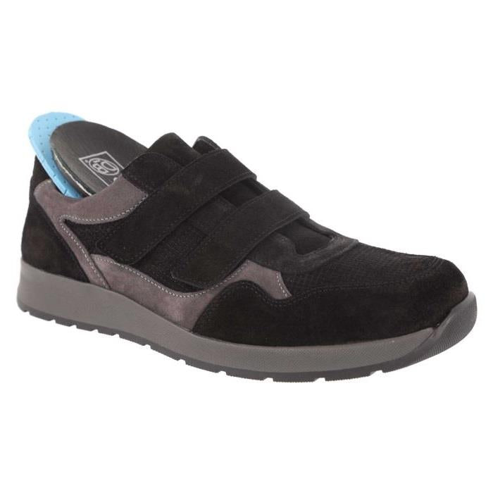 Men's Wide Fit DB Edmund Trainers in Black / Grey Suede - Image 1