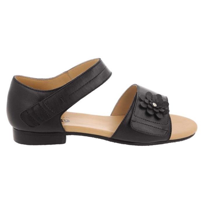 Women's Wide Fit DB Peony Sandals in Black Leather - Image 1