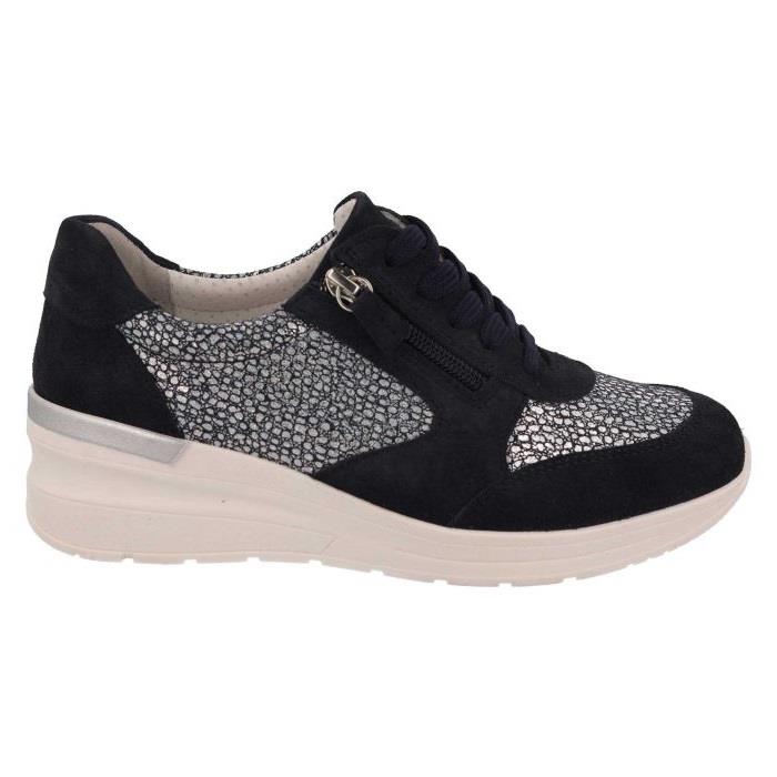 Women's Wide Fit DB Bilberry Trainers in Navy Suede - Image 2