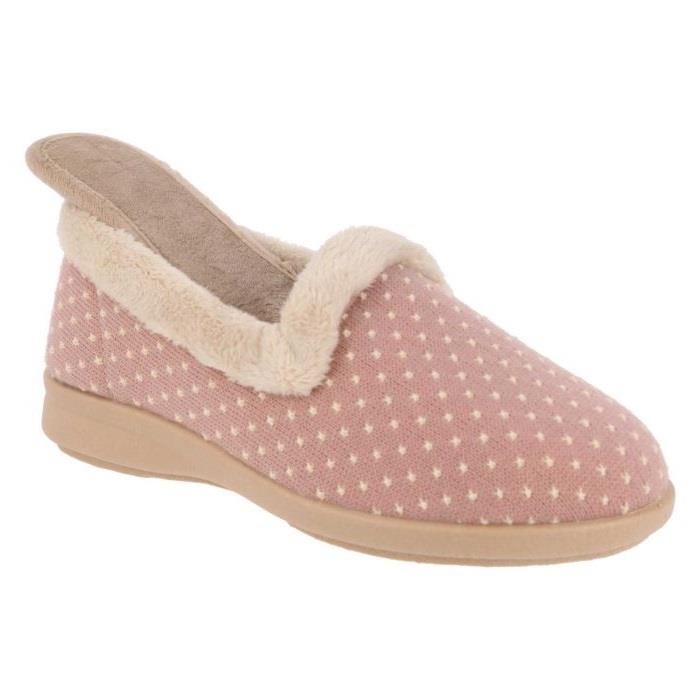 Women's Wide Fit DB Clover Slippers in Rose Star Stitched / Textile - Image 1