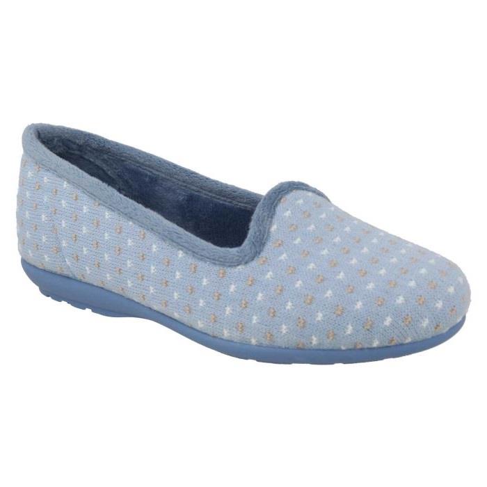 Women's Wide Fit DB Lacey Slip-on Slippers in Blue Multi Textile - Image 3