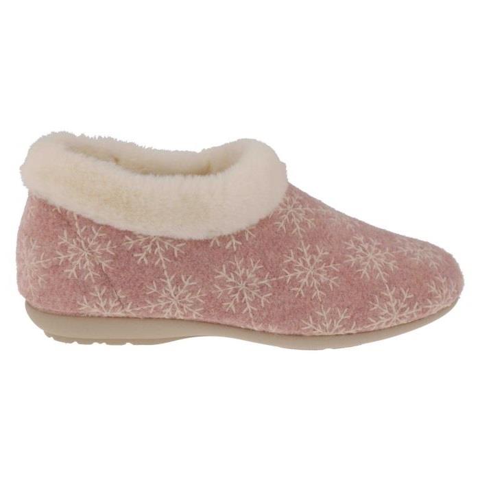 Women's Wide Fit DB Libby Slippers in Navy / White Snowflake - Image 7