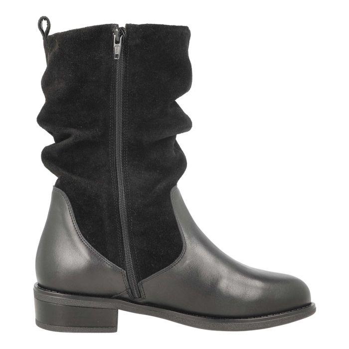 Women's Wide Fit DB Hornbeam Boots in Black Leather / Suede - Image 4
