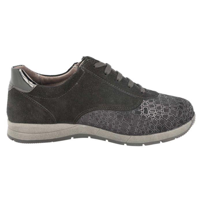 Women's Wide Fit DB Cumulus Trainers in Black Suede / Stretch / Patent - Image 4