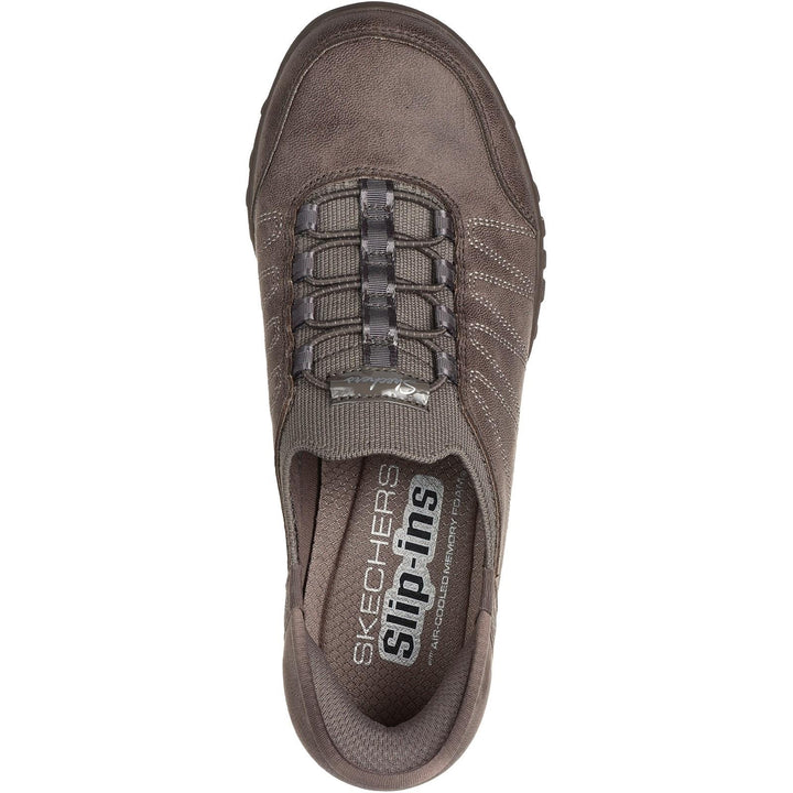 Women's Relaxed Fit Skechers 100615 Slip-ins Breathe Easy Home Body Shoes in Dark Taupe - Image 1
