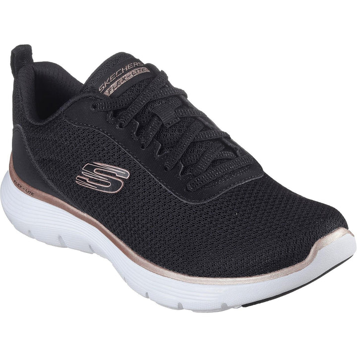 Womens Wide Fit Skechers 150206 Flex Appeal 5.0 Uptake Trainers in White/Silver - Image 1