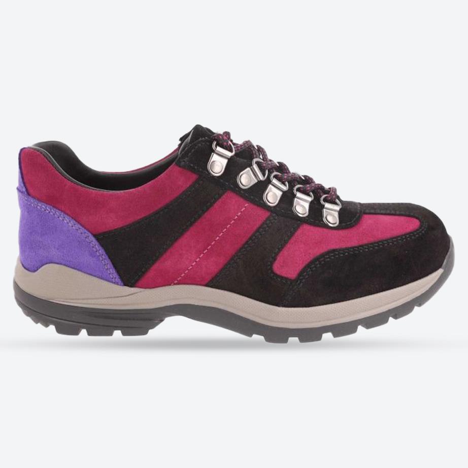Women's Wide Fit DB Anais Walking Trainers in Black / Multi Suede - Image 1