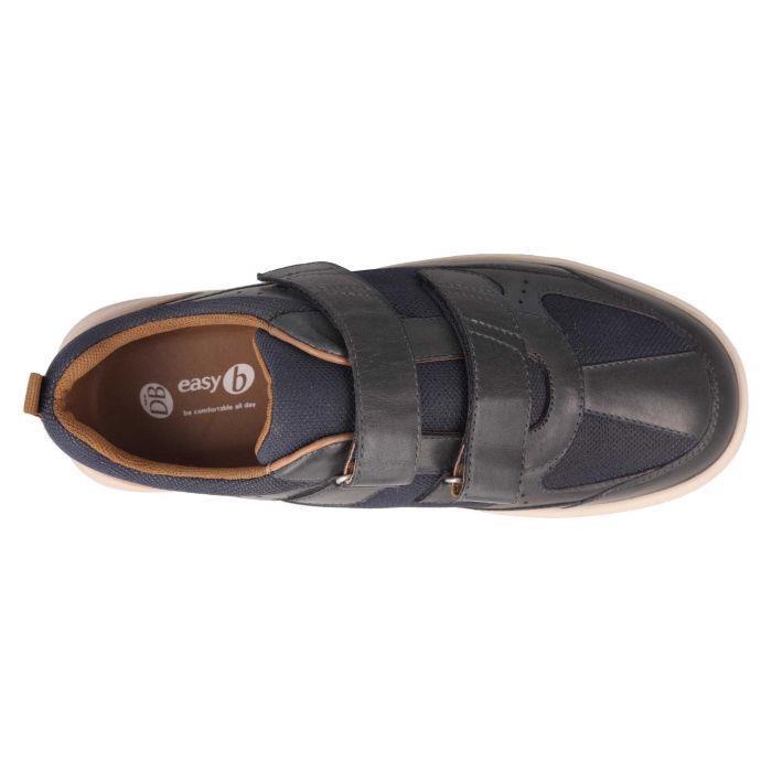 Men's Wide Fit DB Jude Shoes in Navy Leather / Navy Mesh - Image 6