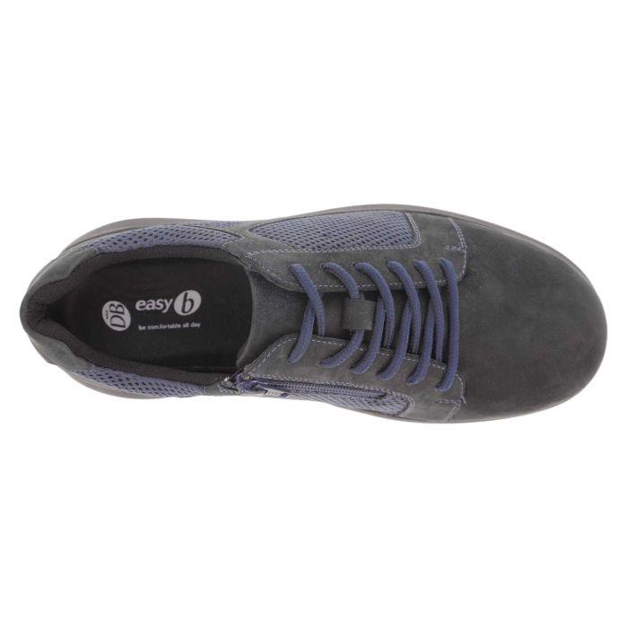 Men's Wide Fit DB Samuel Zip/Lace Up Trainers in Black Leather / Black Mesh - Image 1
