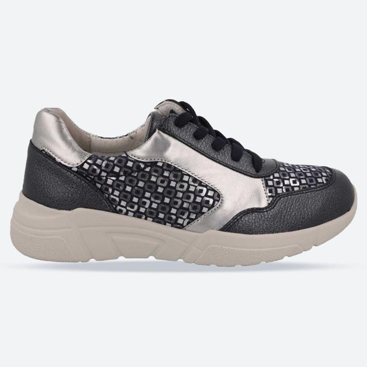 Women's Wide Fit DB Lauren Trainers in Navy / Silver / Leather / Multi - Image 1