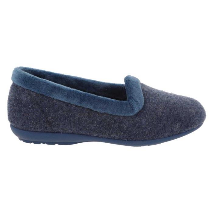 Women's Wide Fit DB Celia Slippers in Navy Felt - Image 1