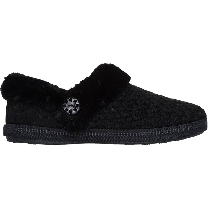 Women's Wide Fit Skechers 169041 Cozy Campfire Frosty Promise Slippers in Black - Image 1